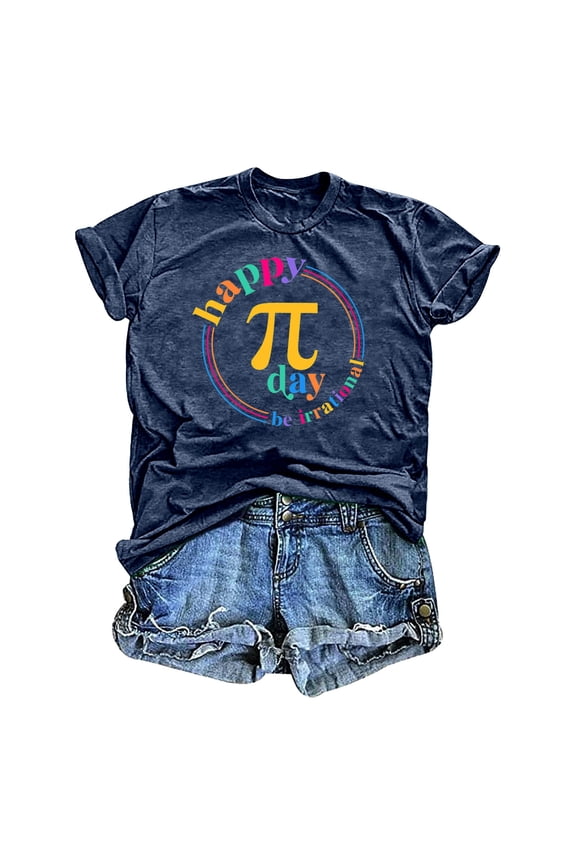 Graphic Tees for Women T-Shirts Pi Day Shirt Women Math Teacher Shirts 314 Graphic Happy Pi Day T Shirt Teacher Tee Casual Short Sleeve Top Blue M