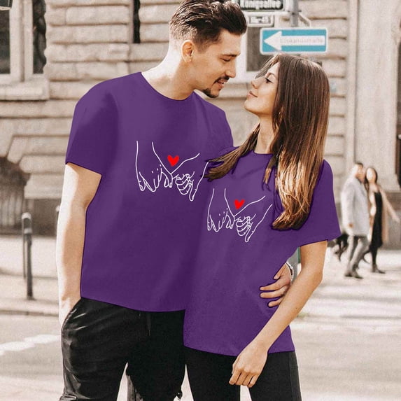 Graphic Tees for Women T-Shirts Stylish Round Neck Tee for Everyday Comfort and Subtle Printed Style Purple XL