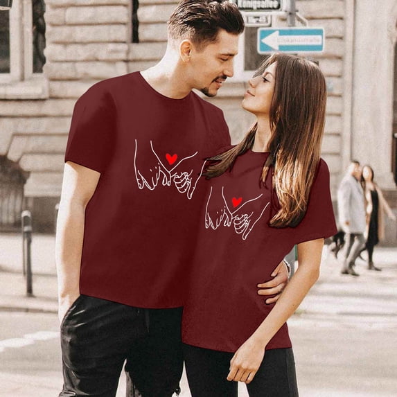 Graphic Tees for Women T-Shirts Stylish Round Neck Tee for Everyday Comfort and Subtle Printed Style Red XL