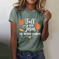 thumbnail image 1 of Graphic Tennis Tees for Women T-Shirts T Women's Fall For Jesu He Never Leaves Autumn Vibe Printed T Shirt Comfort Top for Everyday Wear Green 5XL, 1 of 3