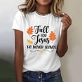 thumbnail image 1 of Graphic Tennis Tees for Women T-Shirts T Women's Fall For Jesu He Never Leaves Autumn Vibe Printed T Shirt Comfort Top for Everyday Wear White M, 1 of 3