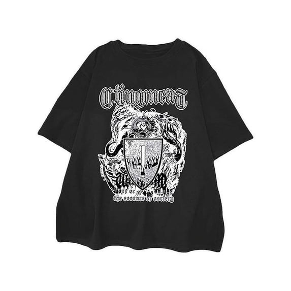 Graphic Tennis Tees for Women T-Shirts T Women'shirt Alt Graphic Tee Dark Academia Oversized Baggy Tops Clothes Black M