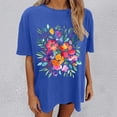 thumbnail image 1 of Graphic Tees for Women T-Shirts Women's Oversized Top Loose Short Sleeve T Shirt Style for Everyday Comfort and Casual Blue L, 1 of 5