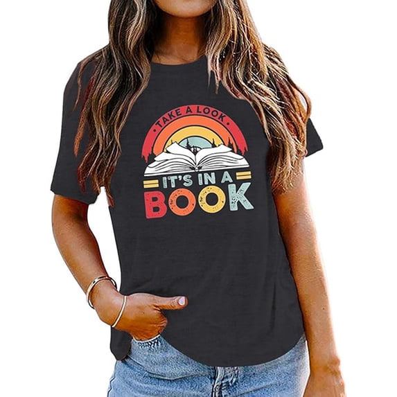 Graphic Tennis Tees for Women T-Shirts Women's Summer Print Comfortable Fashionable Fit Colored Top Short Sleeved T Shirt Black XXL