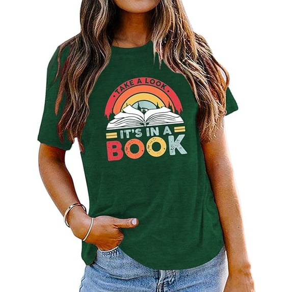 Graphic Tennis Tees for Women T-Shirts Women's Summer Print Comfortable Fashionable Fit Colored Top Short Sleeved T Shirt Green S