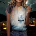 thumbnail image 1 of Graphic Tennis Tees for Women T-Shirts for Women Halloween-Themed Print Short Sleeve Crew Neck Top as Seasonal Everyday Wear White L, 1 of 3