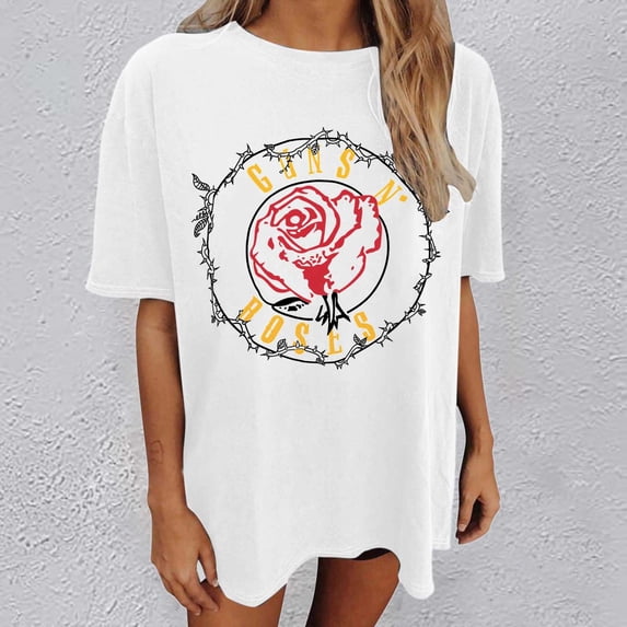 Graphic Tennis Tees for Women Women’s T-Shirts Oversized Graphic Tops for Casual Everyday Wear Blend Tee with Prints Comfortable Fit White M