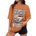 thumbnail image 1 of Graphic Tees for Women's Oversized Graphic Print Tee for Casual Everyday StyleDrop Shoulder Short Sleeve Cartoon Graphics Shirt Orange XL, 1 of 3