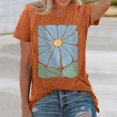 thumbnail image 1 of Graphic Tees for Women's T Shirt for Everyday Wear with Floral Print Short Sleeve by Cute Fashion and Modern Style Orange 3XL, 1 of 4