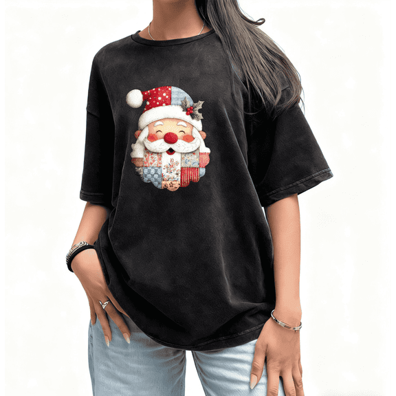 Graphic TeesPrint Tshirt Shirts Black S-2XL Christmas Cute Reindeer Heart Glasses Casual Party fashion washed Print Graphic tops
