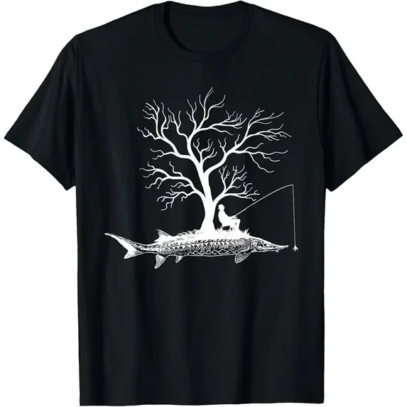 Graphic Tree Fishing Rod - Fish Sturgeon Fish T-Shirt