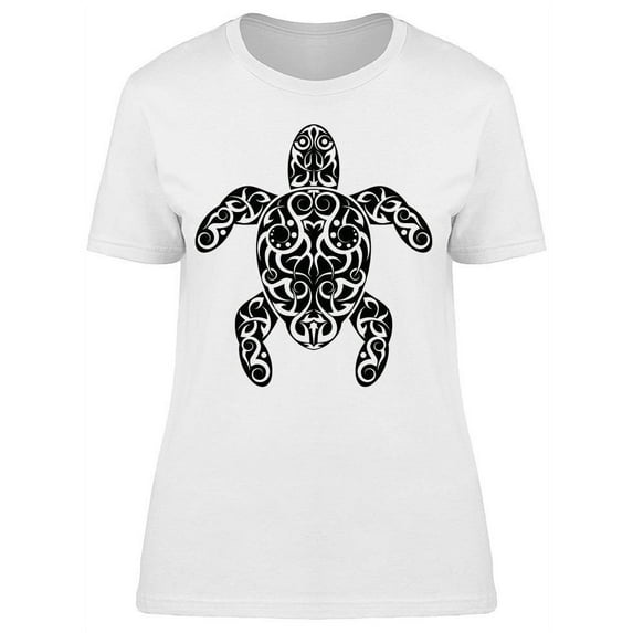 Graphic Tribal Tattoo Turtle T-Shirt Women -Image by Shutterstock, Female Small