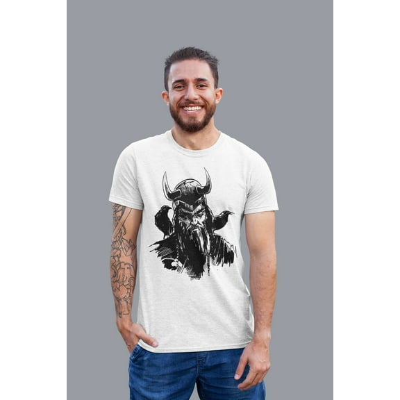 Graphic Viking Crow Tee, Odin Raven Viking Shirt, Vikings T-Shirt, Valhalla Tee, Norse Mythology Gift, Warrior Shirt, Scandinavian Gift