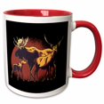 thumbnail image 1 of 3drose, Graphic with Three Deers Wildlife with Red Circle Background, 11oz Two-tone Red Mug, 1 of 6