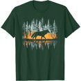 thumbnail image 1 of Graphic Wolf Nature Reflection Forest Lake Unisex T-Shirt for Men Women Kids Toddler,Forest Green Color,Size L, 1 of 5