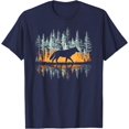 thumbnail image 1 of Graphic Wolf Nature Reflection Forest Lake Unisex T-Shirt for Men Women Kids Toddler,Navy Color,Size L, 1 of 5