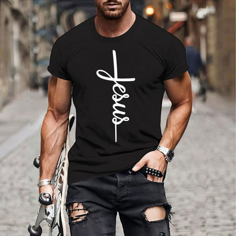 Graphic Work Shirts for Men Short Sleeve Tees Funny Print Mens T