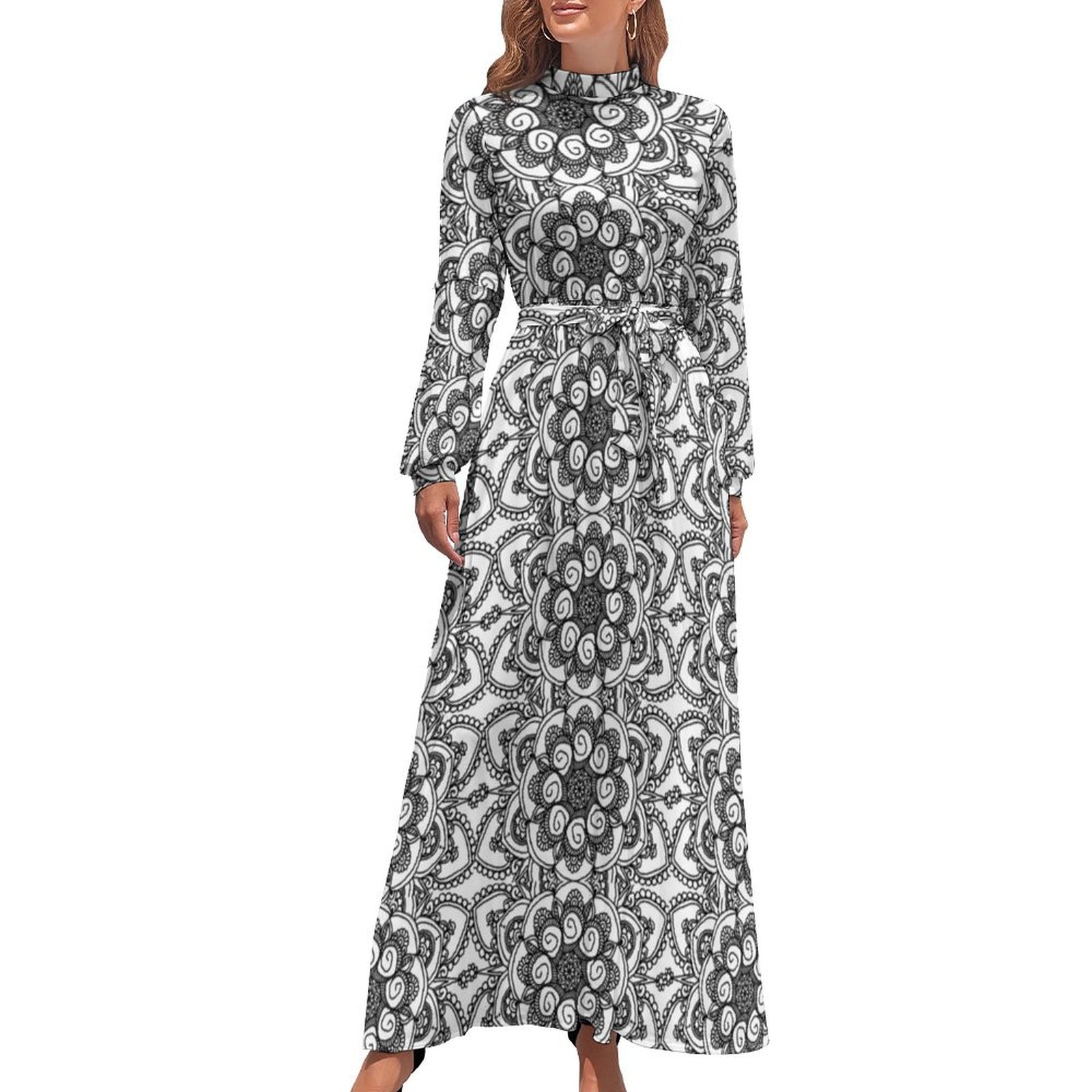 Minimal Decorative Mandala Long Dress main image 1