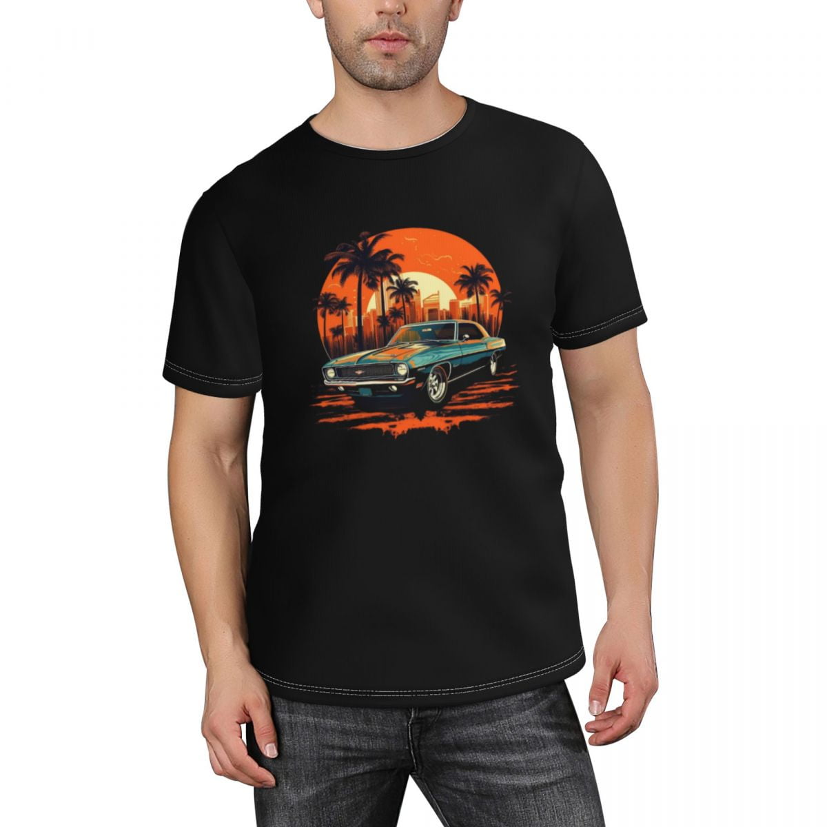 Graphic tees Classic Car Vintage T Shirts for Men Multiple Designs Black Walmart