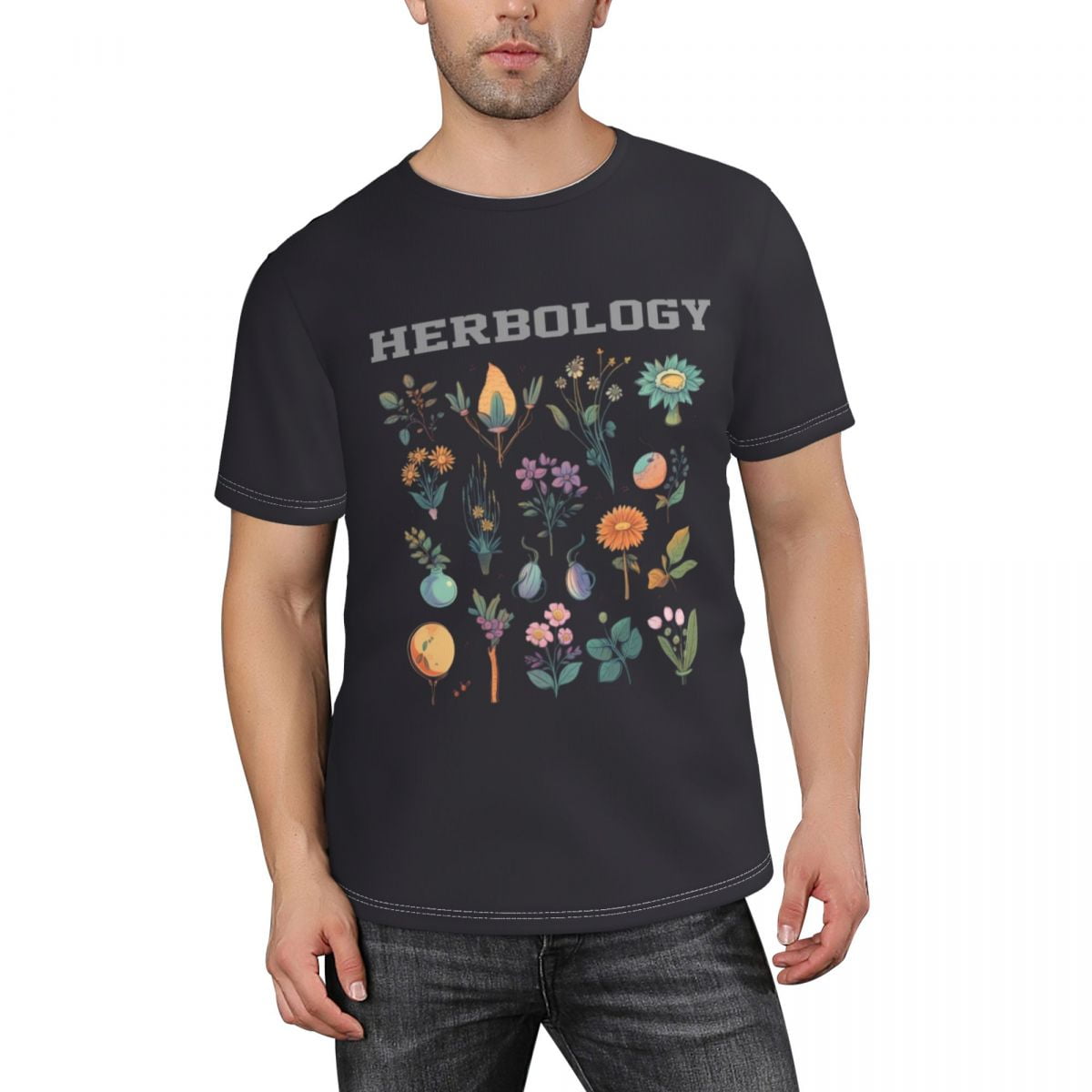 Generic Herbology Men's Short Sleeve TShirt (Multicolor) Black