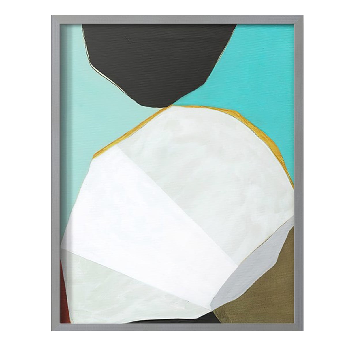 Graphica II Framed Print in Gray Solid Wood Framed Print No Nail Hanging