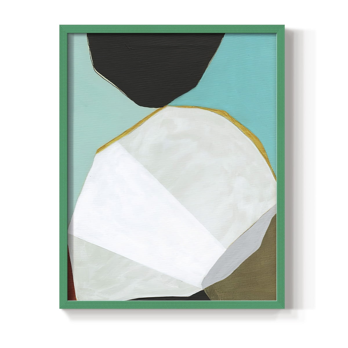 Graphica II Framed Print in Green Solid Wood Framed Print No Nail Hanging