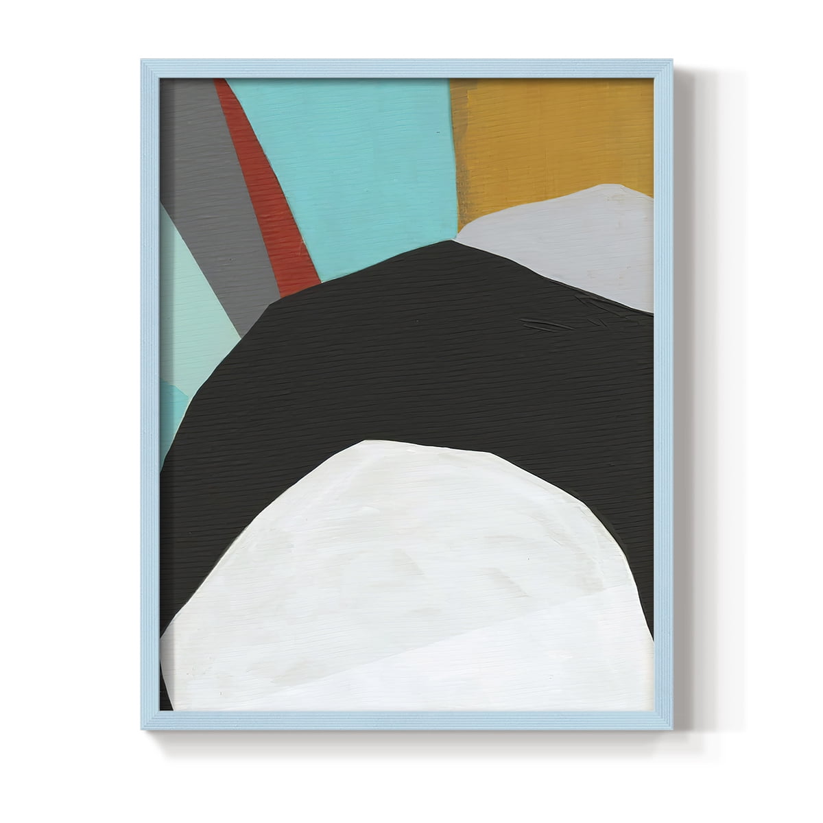 Graphica III Framed Print in Blue Solid Wood Framed Print No Nail Hanging