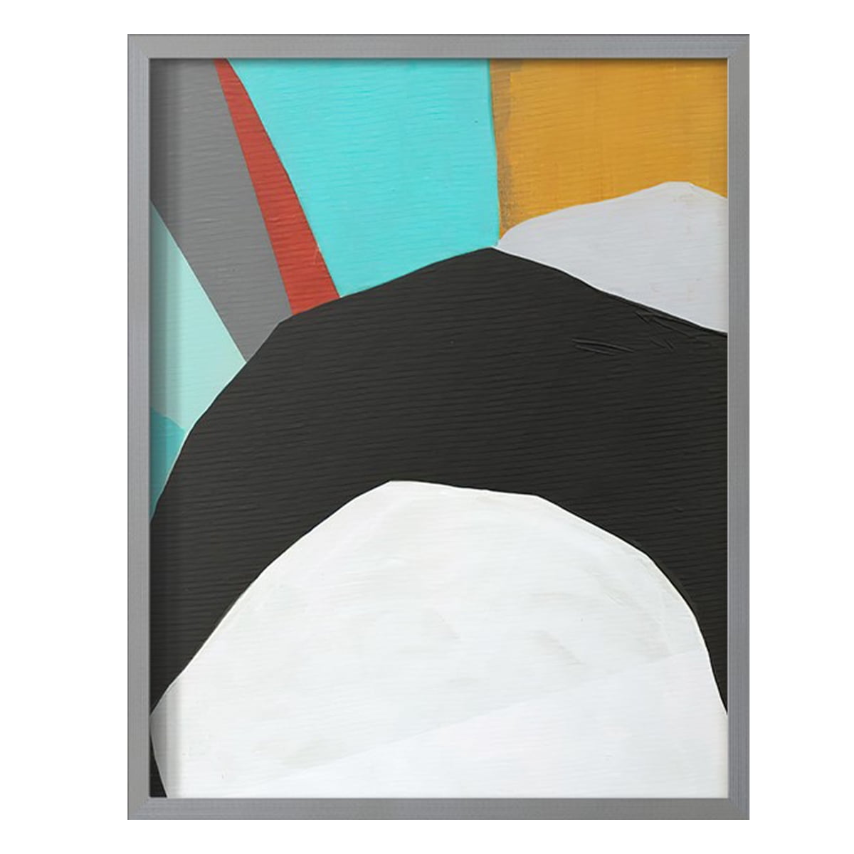Graphica III Framed Print in Gray Solid Wood Framed Print No Nail Hanging
