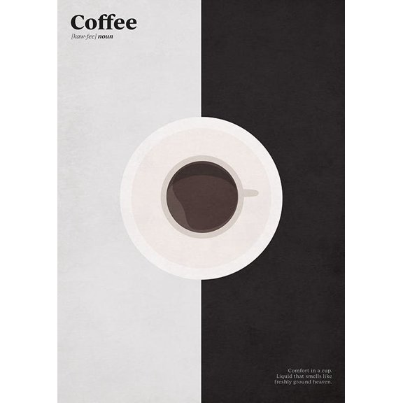 Graphical Coffee Print Wall Art, Modern Wall Decor For Living Room Bedroom, 8x12 UNFRAMED