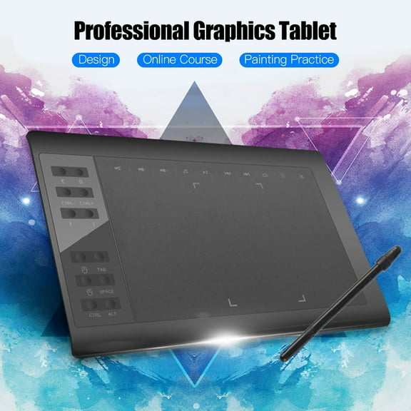 Graphics 10x6 Inch Professional Graphics Drawing Tablet 12 Express Keys With 8192 Levels Support PC Laptop Connection