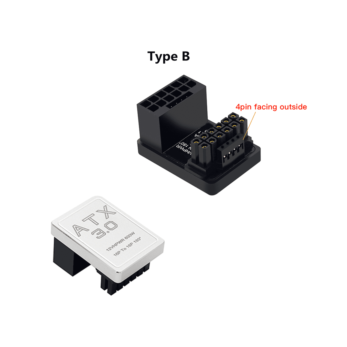 Graphics Card GPU Power Supply Adapter 180 Degree U Turn Connector 12