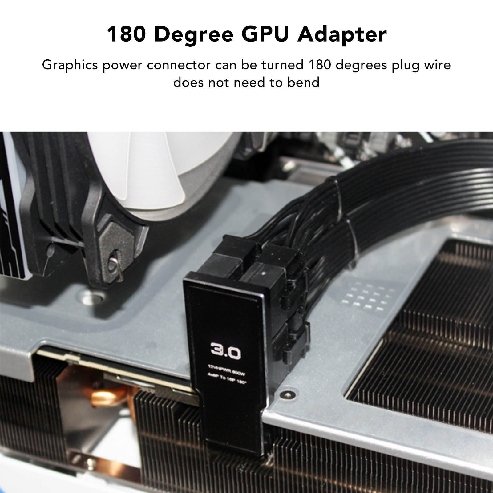 Graphics Card Power Adapter Board, 180 Degree 600W 12V HPWR GPU Angled