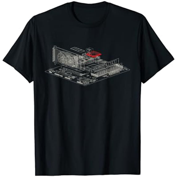 Graphics Card Wireframe, Computer GPU IT Tech Geek Nerd Gift T-Shirt ...