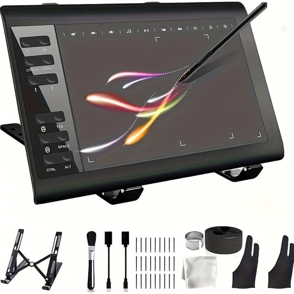 Graphics Drawing Tablet, 10x6 Inch Digital Writing Tablet with Bracket And 8192 Levels Stylus for PC/Mac/Android 5.0 And Above with OTG Function for Drawing And Online Teaching