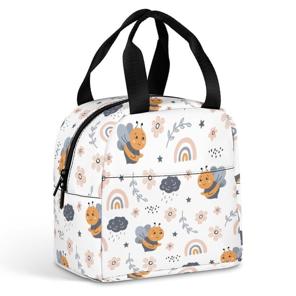 Graphics Happiness Animated Cartoon Clip Art Large Capacity Lunch Bag Insulated Lunch Box for Men Women Travel Office Picnic Portable Lunch Tote Bag