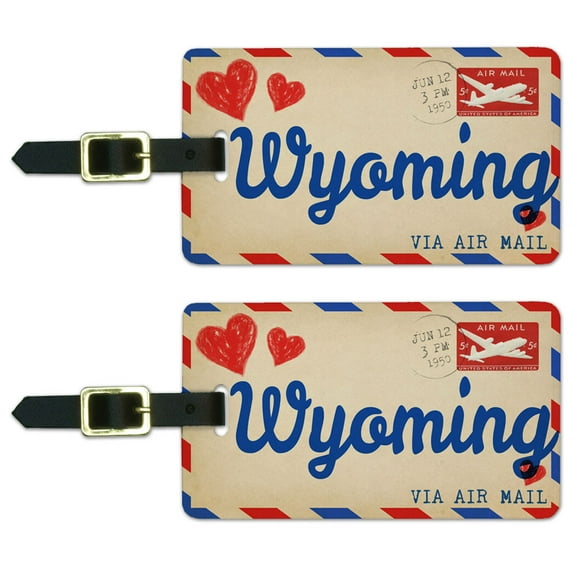 Graphics and More Air Mail Postcard Love for Wyoming Luggage Tag Set