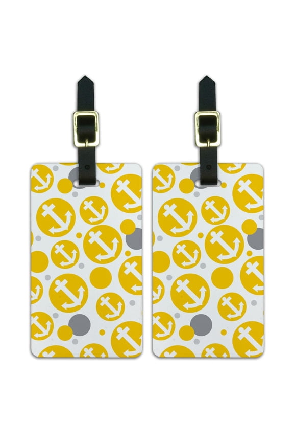 Anchor Boat Sailing Yellow Luggage Suitcase Carry-On ID Tags Set of 2