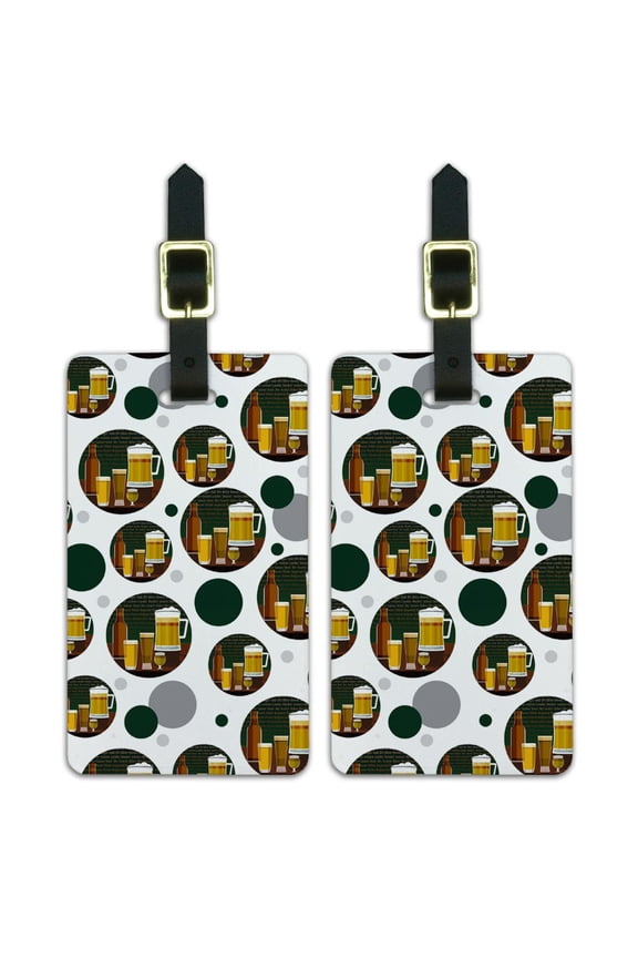 Beer Glasses Ale Pilsner Stout Lager Luggage Suitcase Carry-On ID Tags Set of 2