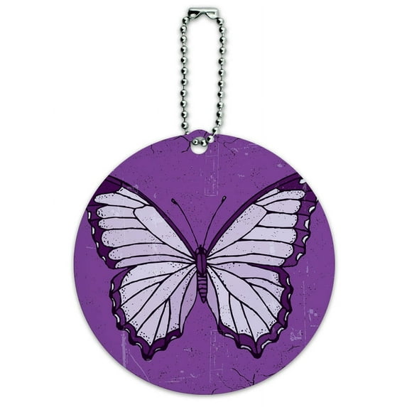 Graphics and More Butterfly Artsy Purple Round ID Card Luggage Tag