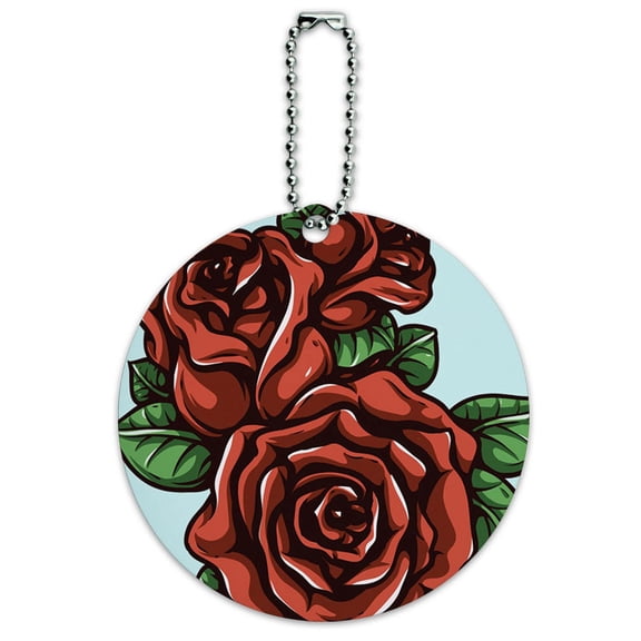Graphics and More Cartoon Roses Round ID Card Luggage Tag