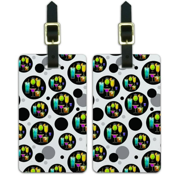 Graphics and More Cocktails Luggage Suitcase Carry-On ID Tags Set of 2