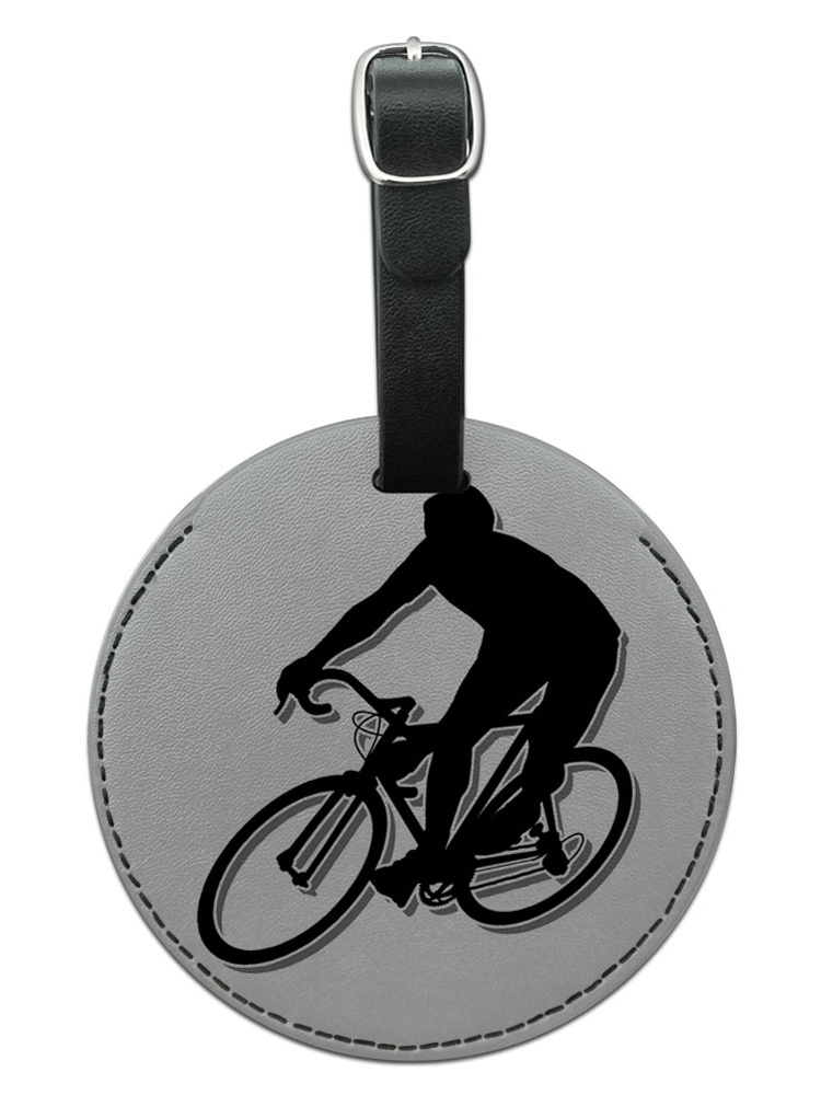 Graphics and More Cycling Cycle Biking Round Leather Luggage ID Bag Tag ...