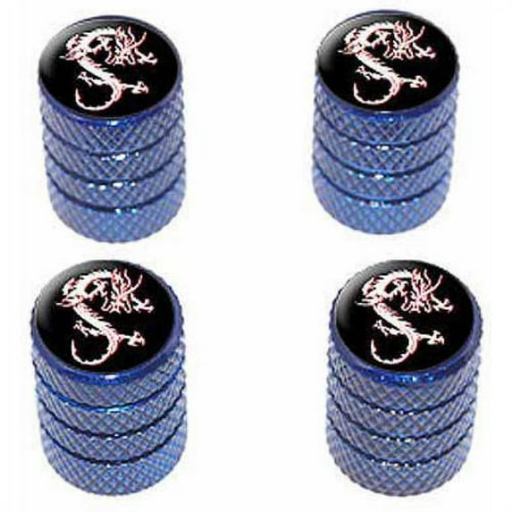 Graphics and More Dragon Black - Tire Rim Valve Stem Caps - Blue