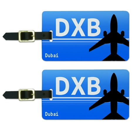 Graphics and More Dubai United Arab Emirates (DXB) Airport Code Luggage Tag Set