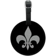 thumbnail image 1 of Graphics and More Fleur de Lis Black Round Leather Luggage ID Tag Suitcase Carry-On, 1 of 1