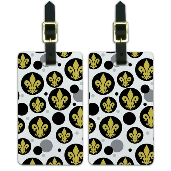 Graphics and More Fleur de Lis Gold on Black Luggage Suitcase Carry-On ID Tags Set of 2