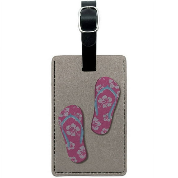 Graphics and More Flip Flops Sandals Sand Beach Summer Vacation Leather Luggage ID Tag Suitcase