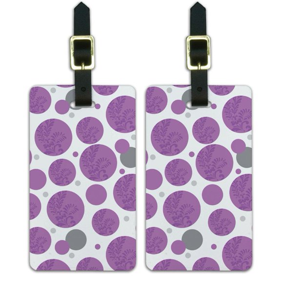 Graphics and More Floral Motif Purple Luggage Suitcase Carry-On ID Tags Set of 2