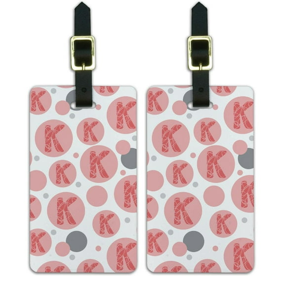 Graphics and More Fun Bubbly Letter K Pink Alphabet Luggage Suitcase Carry-On ID Tags Set of 2