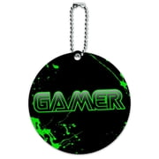 Graphics and More Gamer Paint Splatter Gaming Geek Round ID Card Luggage Tag